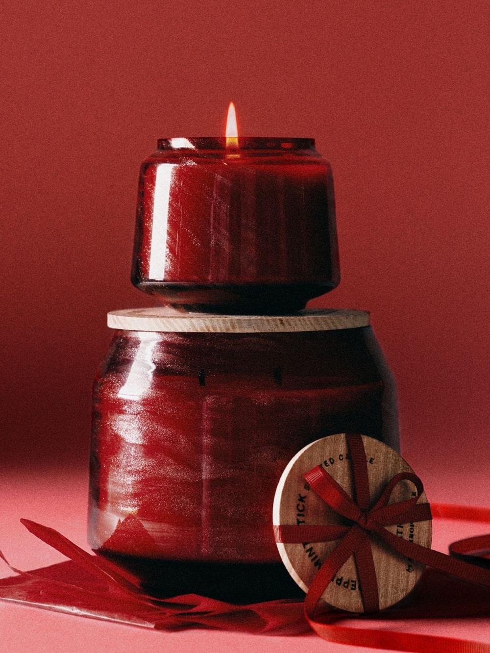 Anthropologie Peppermint Stick Candle Gourmand New Red Christmas Holiday NWT